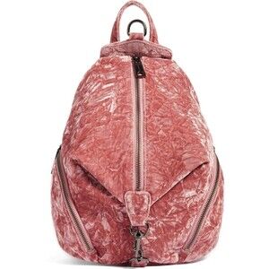 NEW REBECCA MINKOFF MEDIUM VELVET JULIAN PINK BACKPACK WITH DUST BAG $245